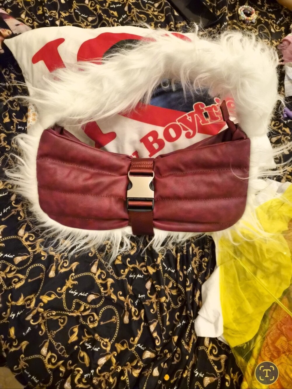 AKIRA Burgundy Satchel with Silver Buckle